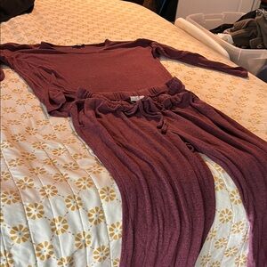 LOFT Deep Red Knit Lounge Set